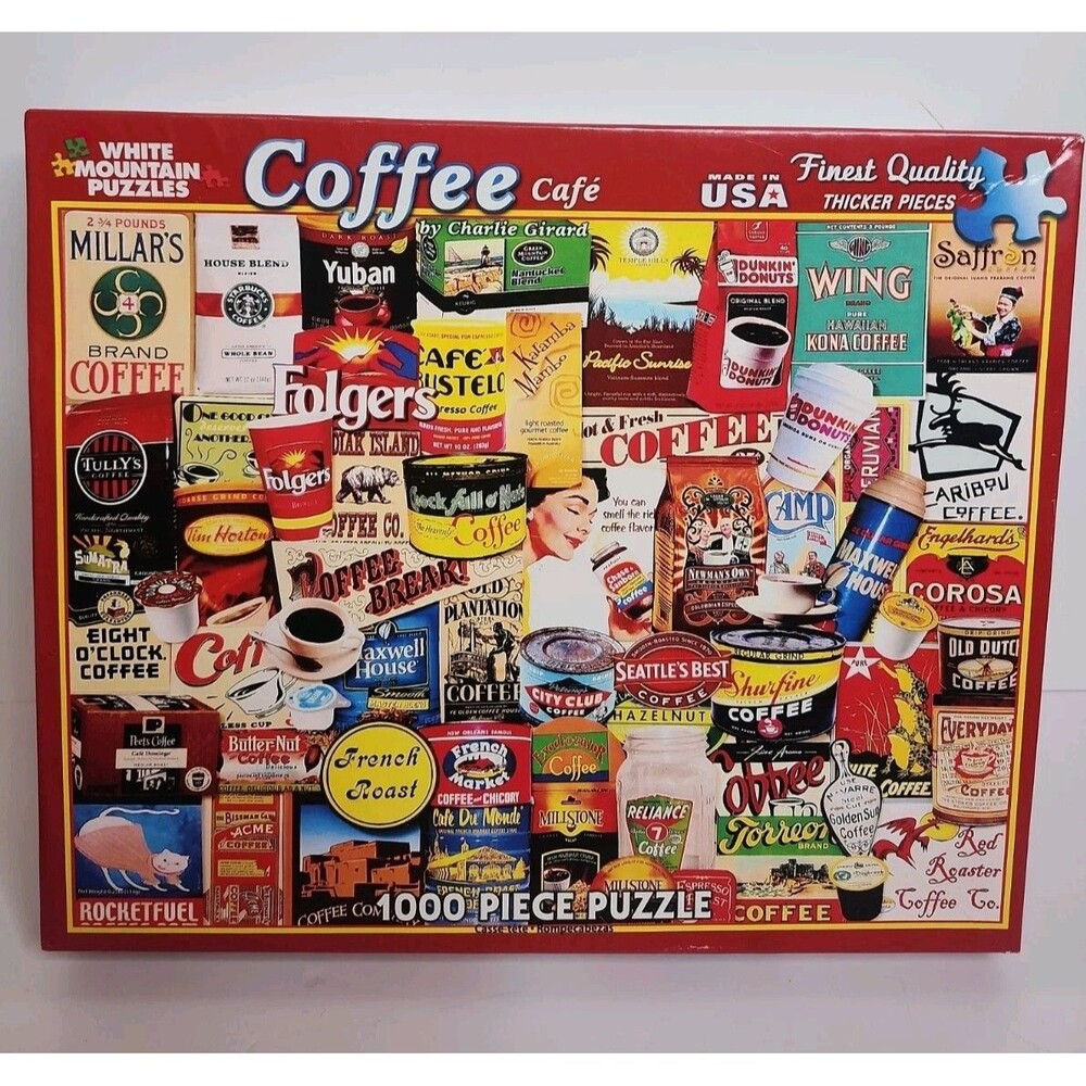 White Mountain Puzzles Coffee Cafe 1000 Piece Jigsaw Puzzle NEW